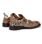 Martine Rose - Chain-Trimmed Snake-Effect Leather Loafers - Brown