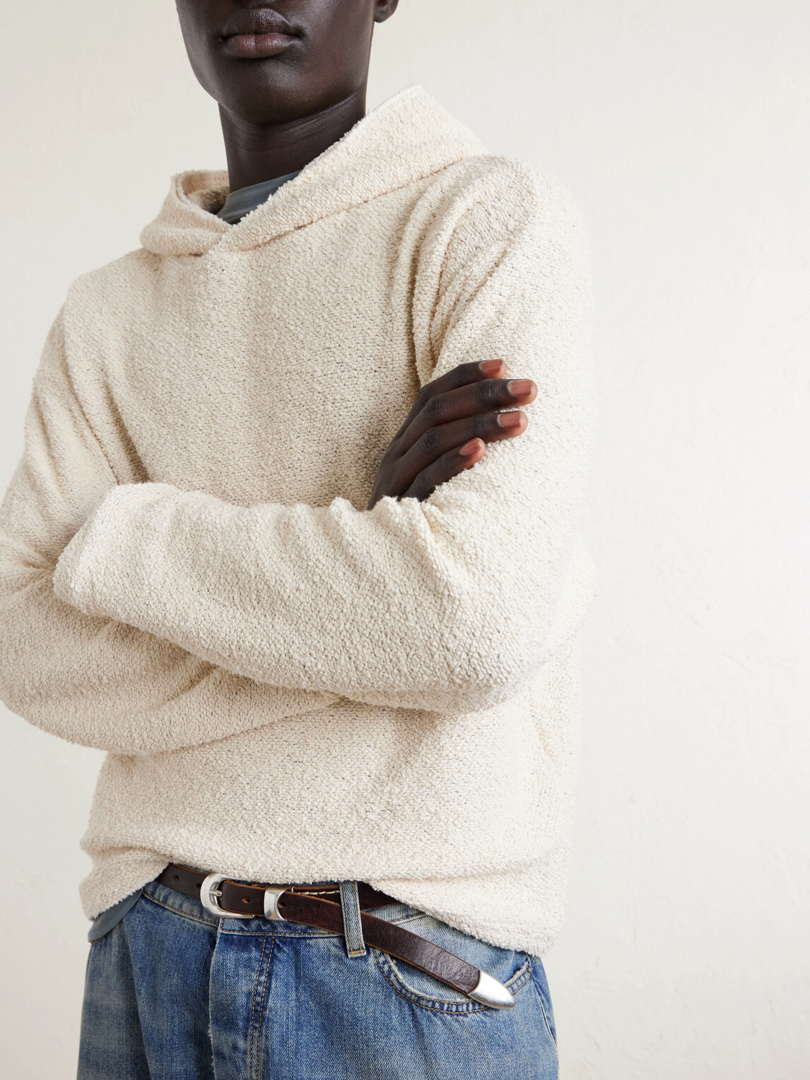 424 - Cotton-Blend Bouclé Hoodie - Neutrals