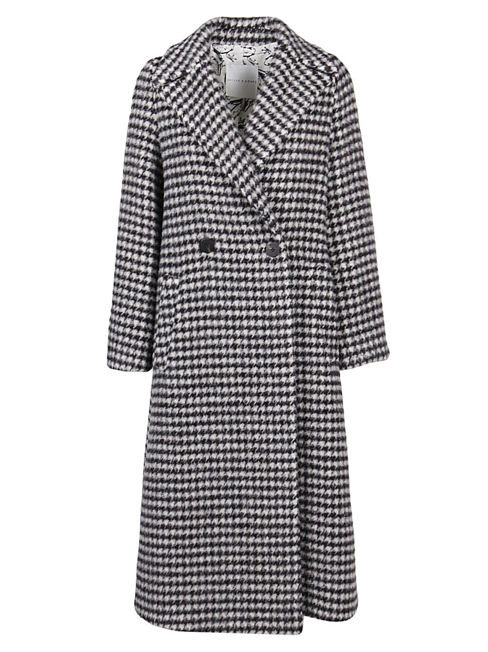 SKILLS&GENES - Long Double-breasted Houndstooth Coat
