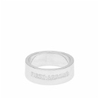 First Arrows Men's Flat Hammered 8mm Logo Ring in Silver