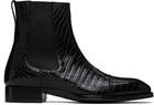 TOM FORD Black Shiny Printed Croc Elkan Chelsea Boots