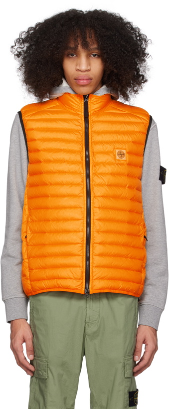 Photo: Stone Island Orange Garment-Dyed Down Vest