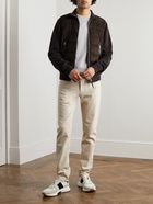 TOM FORD - Suede-Panelled Ribbed Merino Wool and Cashmere-Blend Jacket - Brown