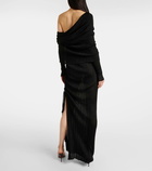 Alaïa Draped off-shoulder maxi dress