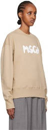 MSGM Beige Printed Sweatshirt