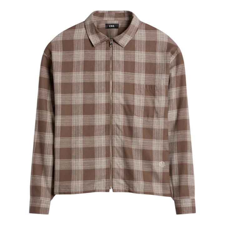Photo: END. Men's Border Shirt in Dark Sand Check