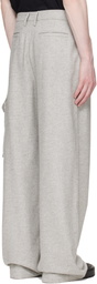Reese Cooper Gray Wool Herringbone Pleated Cargo Pants