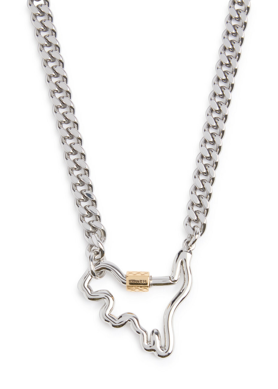 Coach Rexy Carabiner Chain Necklace - Silver - One Size Coach