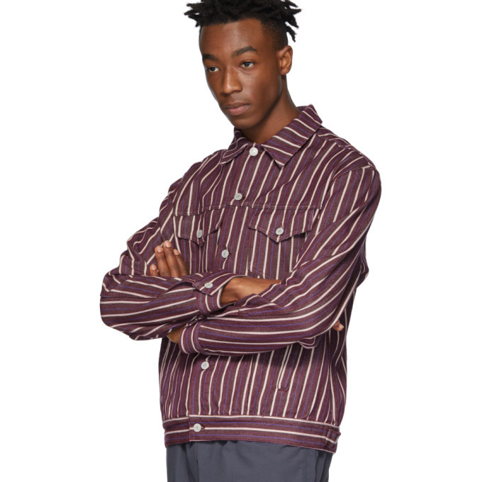 NAPA by Martine Rose Burgundy Denim Stripe A-Corbier Jacket