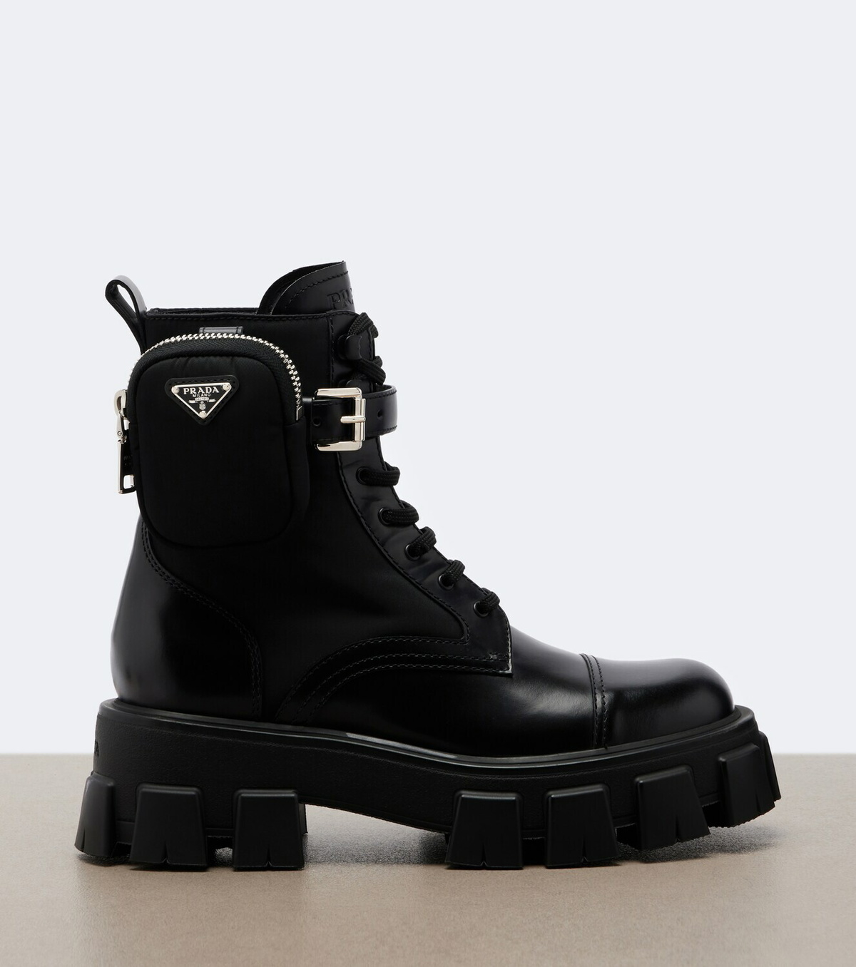 Prada Monolith leather ankle boots