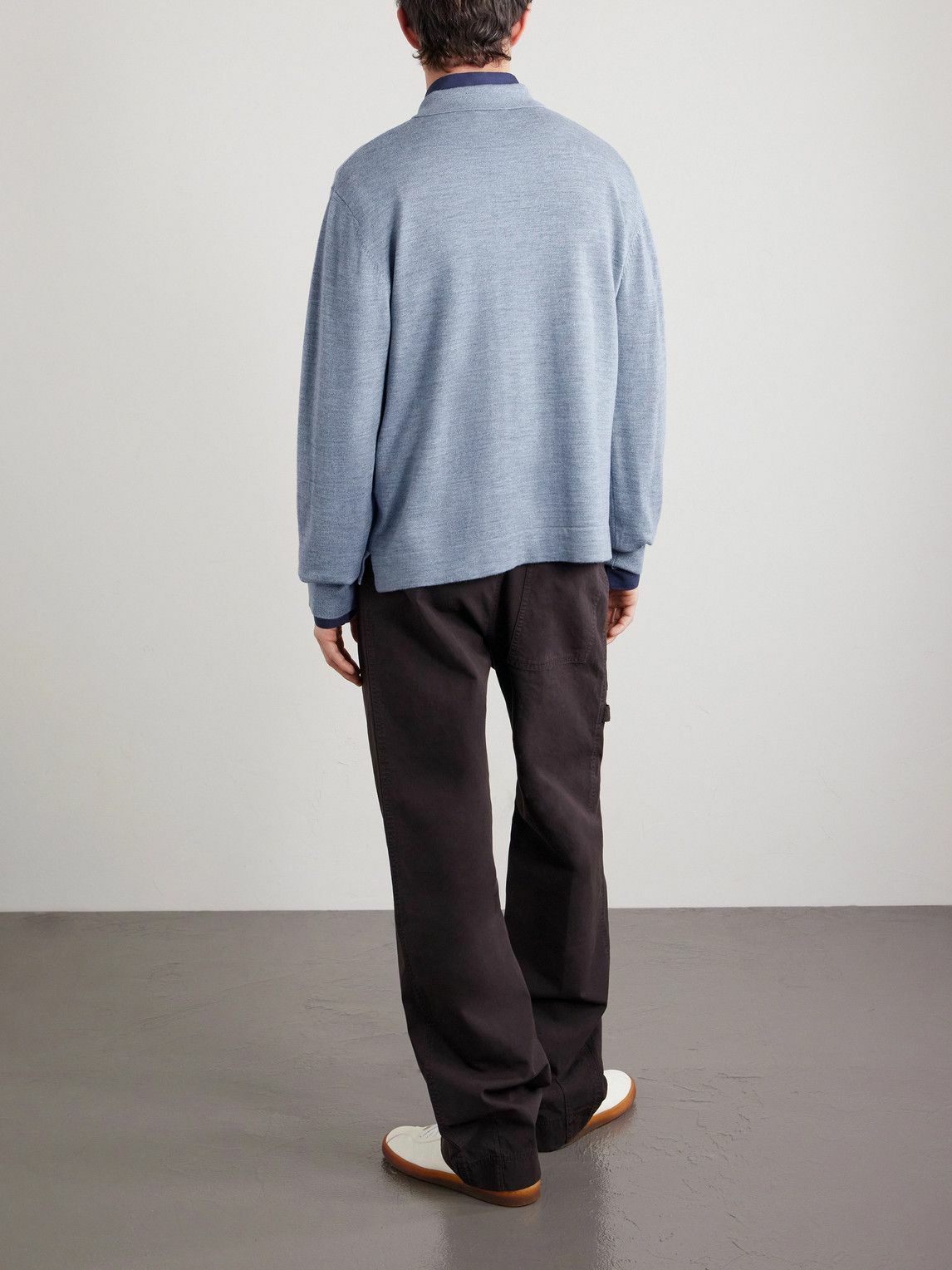 Officine Générale - Bene Merino Wool Half-Zip Polo Shirt - Blue