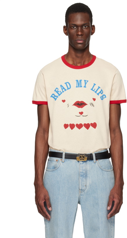 Photo: Valentino Off-White Cotton 'Read My Lips' Print T-shirt