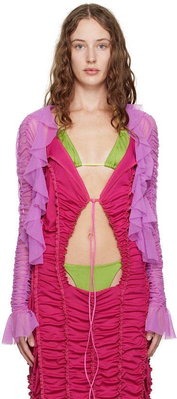 Photo: Ester Manas SSENSE Exclusive Pink Ruched Cardigan