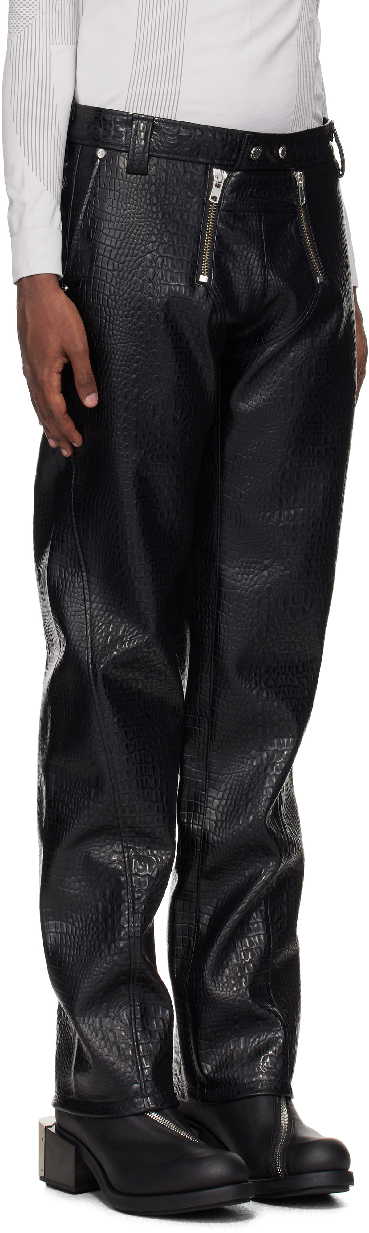 GmbH Black Talj Faux-Leather Trousers