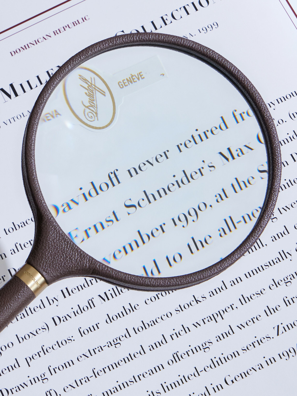 Assouline - Archival Brass and Pebble-Grain Leather Magnifying Glass - Brown