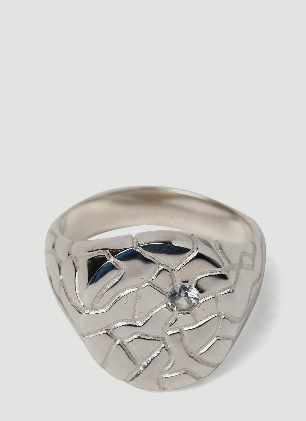 Octi - Cracked Ice Signet Ring in Silver