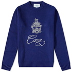 Casablanca Men's Caza Emblem Crew Knit in Navy/White