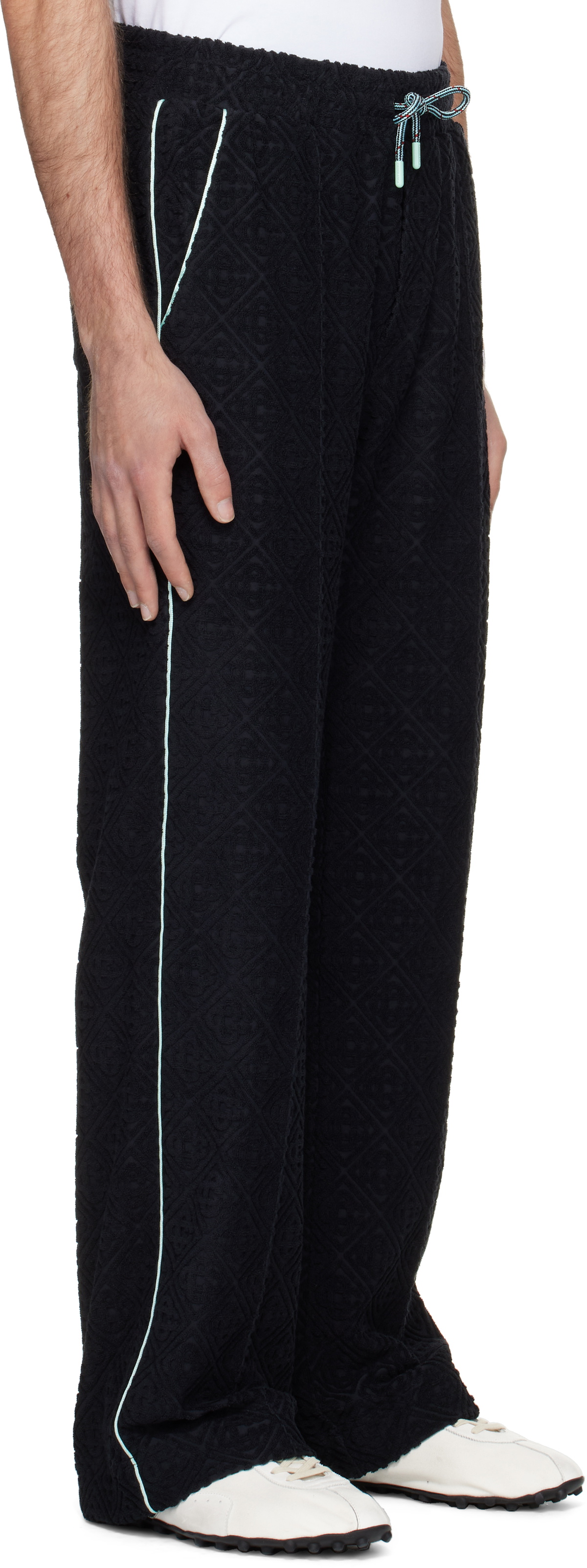 Casablanca Black Monogram Jacquard Towelling Sweatpants