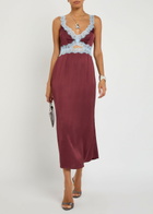 Never Fully Dressed Mimi Lace-trim Satin Midi Dress Burgundy