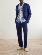 Frescobol Carioca - Roberto Camp-Collar Printed Linen Shirt - Blue