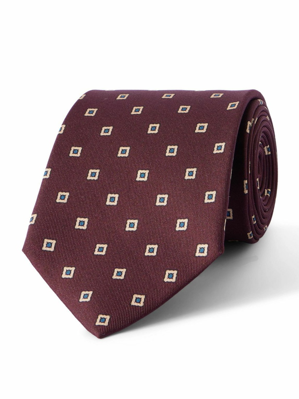 Photo: SAINT LAURENT - 8cm Printed Silk-Twill Tie - Burgundy
