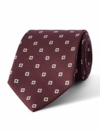 SAINT LAURENT - 8cm Printed Silk-Twill Tie - Burgundy