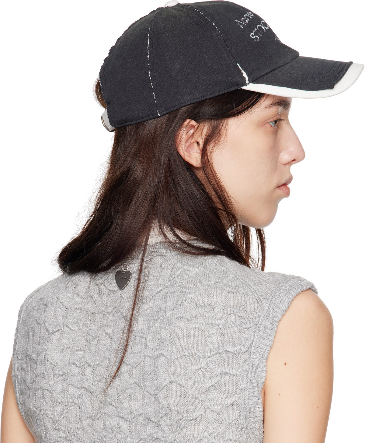 Acne Studios Black & White Logo Stamp Cap Acne Studios