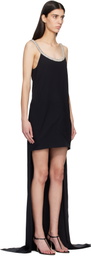 TOM FORD Black Crystal Embroidery Sleeveless Asymmetric Cocktail Maxi Dress