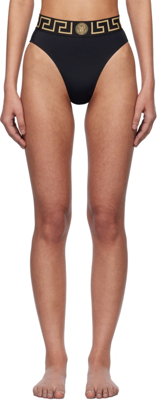 Photo: Versace Underwear Black Greca Border High Waist Bikini Bottom