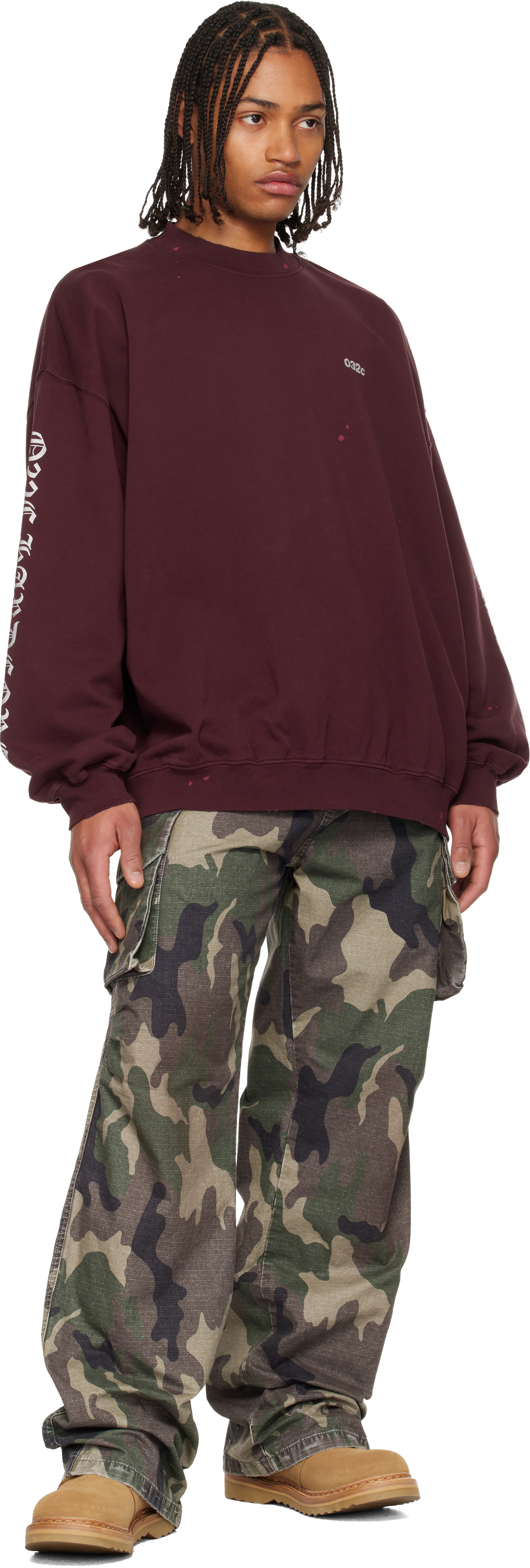 032c Burgundy Hardcore Since 2001 Oversized Sweatshirt