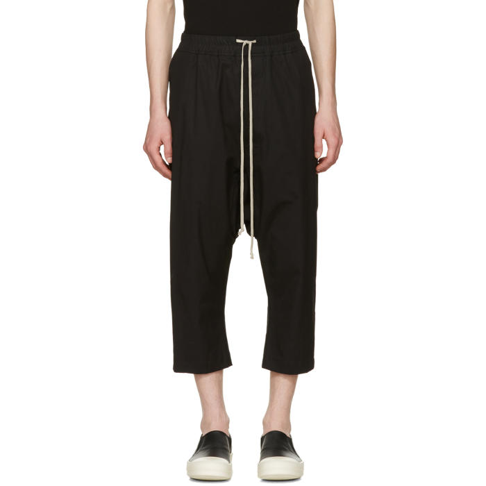 Photo: Rick Owens Black Cropped Drawstring Trousers