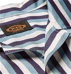Tod's - Camp-Collar Striped Silk-Twill Shirt - Men - Navy