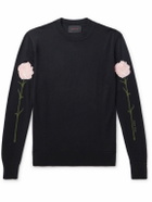 Simone Rocha - Carnation Intarsia Wool and Silk-Blend Sweater - Black
