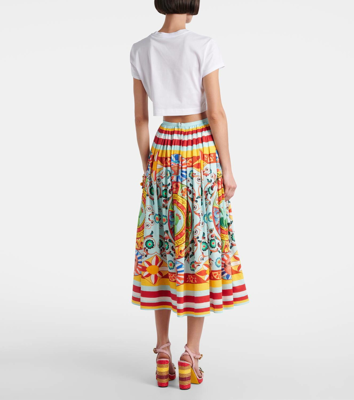 Dolce&Gabbana Cropped printed cotton T-shirt