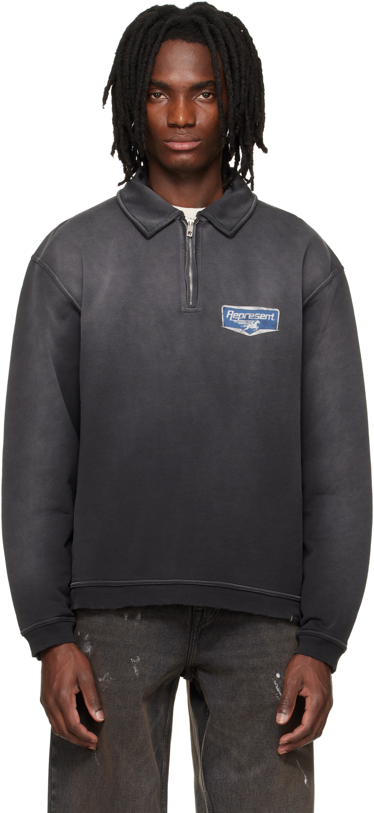 Represent Black 'Nothing Faster' Quarter Zip Sweatshirt