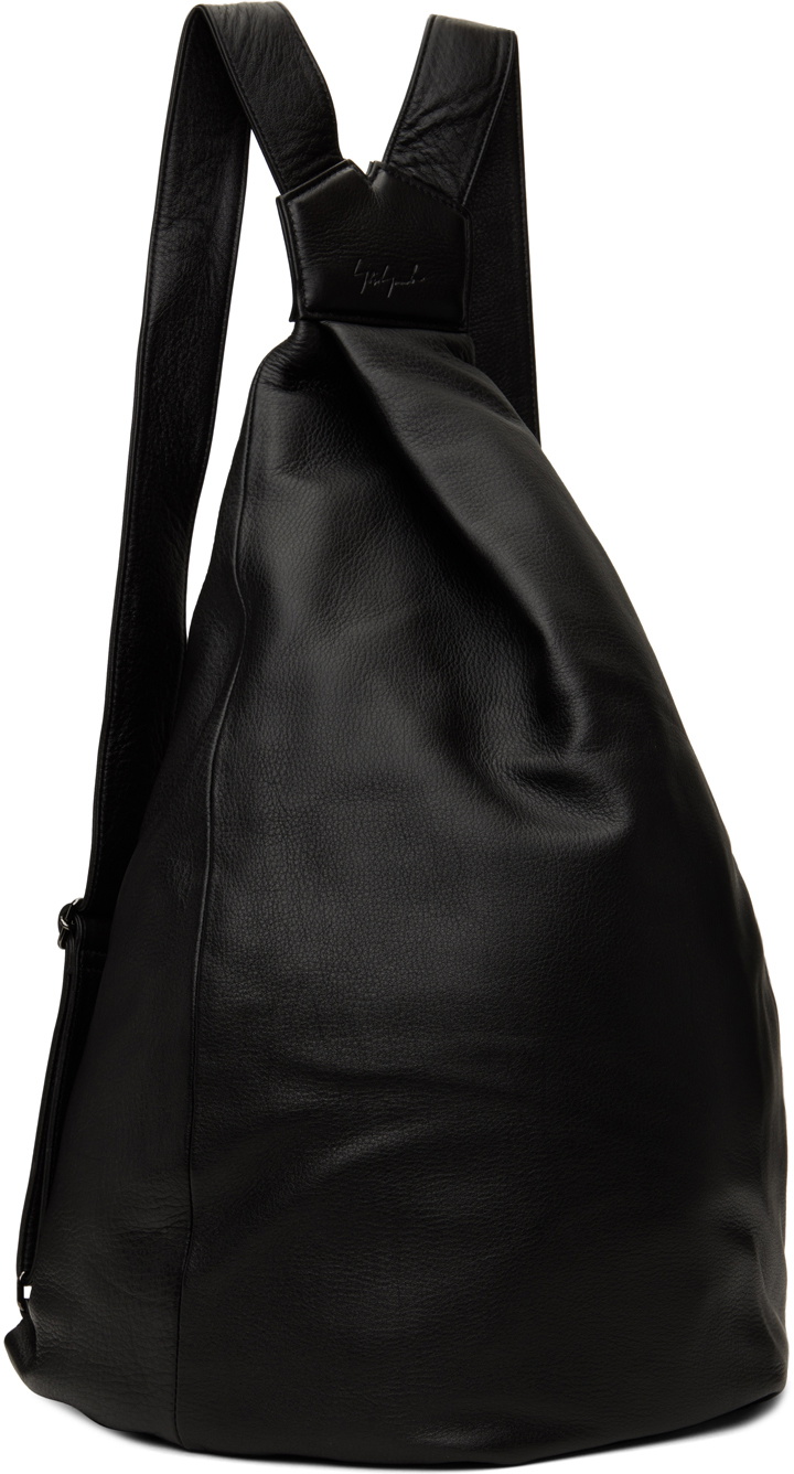 YOHJI YAMAMOTO Black Y discord Leather Backpack Yohji Yamamoto