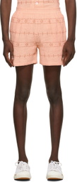 HARAGO Pink Open Woven Cotton Lines Shorts