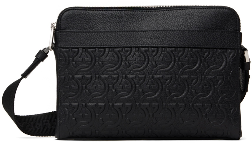 Ferragamo Black Embossed Crossbody Bag