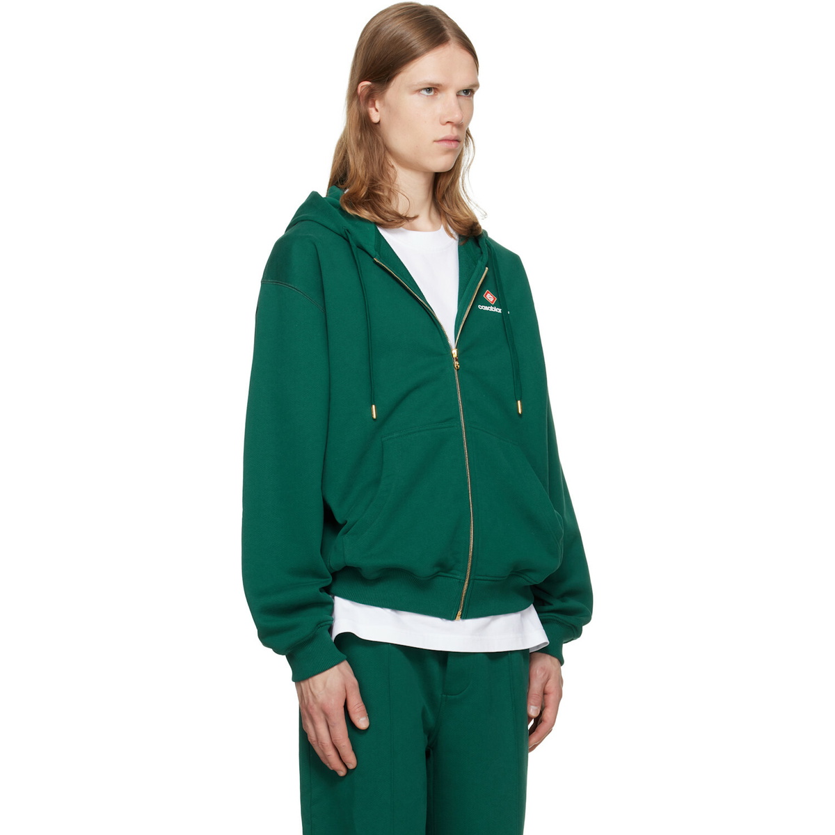 Casablanca Green Sport Type Zip‑Up Hoodie
