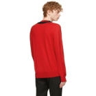 Alexander McQueen Red Logo Strap V-Neck Sweater