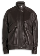 Rag & Bone Aria Panelled Leather Bomber Jacket Brown