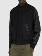 GOLDEN GOOSE - Wool Blend Bomber W/ Leather Sleeves