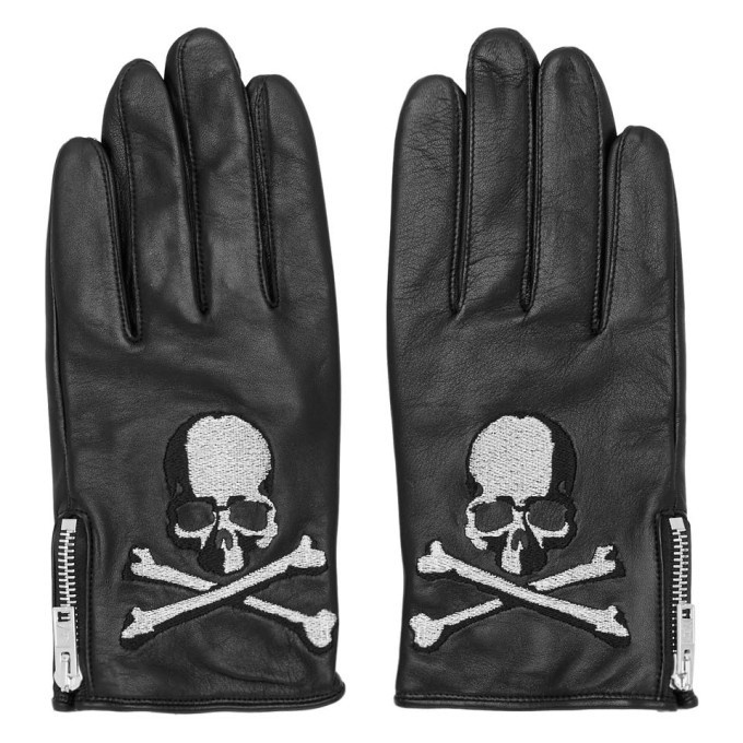 Photo: mastermind WORLD Black Leather Skull Gloves