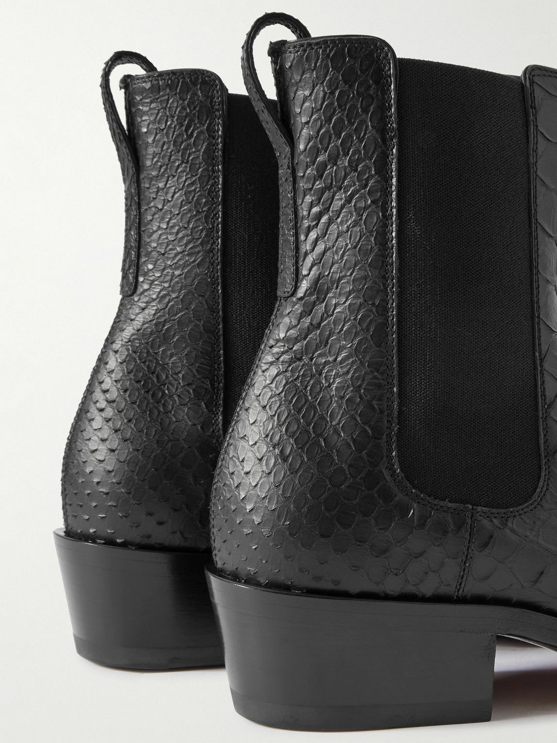 TOM FORD - Python-Effect Leather Chelsea Boots - Black
