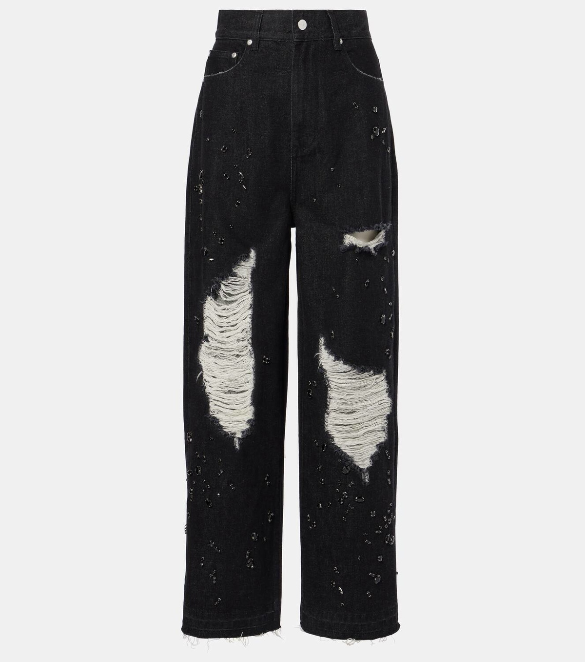 Xu Zhi Embellished distressed wide-leg jeans Xu Zhi