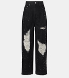 Xu Zhi Embellished distressed wide-leg jeans