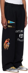 Khoki Black Multi Embodied-Design Sweatpants