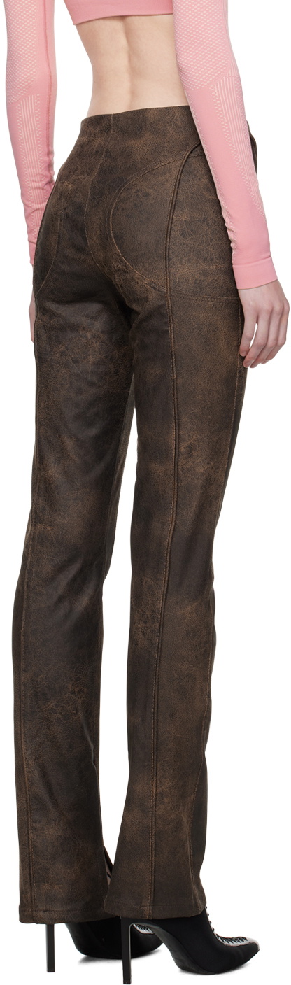 Harley Cracked Faux Leather Trousers Brown