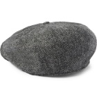 Purdey - York Bakerboy Herringbone Wool-Tweed Flat Cap - Gray