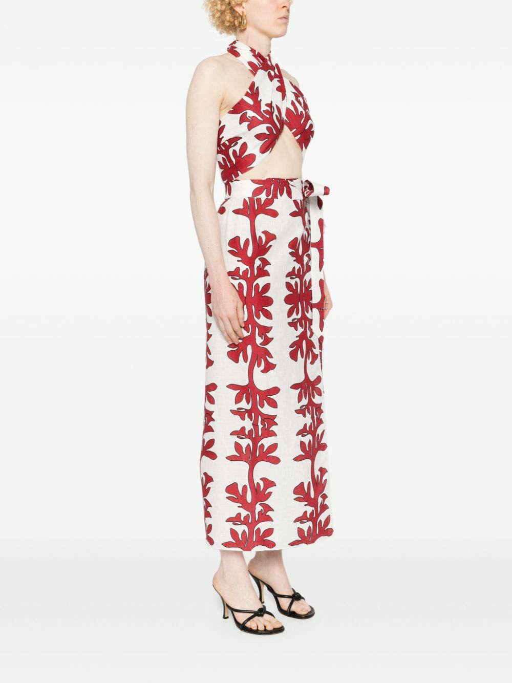 Maison La Plage Red Tuscany Cotton Skirt And Top Set